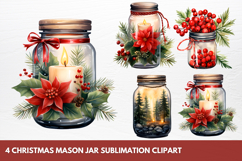 Christmas Mason Jar Sublimation Clipart Product Image 1