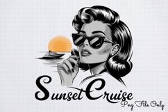 Sunset cruise PNG,Retro PinUp Sublimation PNG Product Image 1