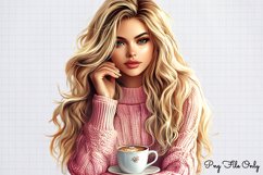 Coffee Shop Girls Clipart Bundle PNG Product Image 7