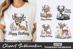 Deer Happy Birthday Clipart PNG Product Image 1