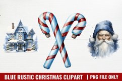 Blue Rustic Christmas Clipart, Rustic Christmas Watercolor Product Image 1