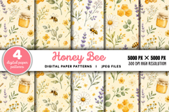 Honey Bee Digital Paper Bundle JPG Product Image 1