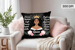 Afro Girl /Woman braided hair Pillow Design, Black Queen PNG Product Image 1