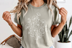 Wildflowers Floral PNG, Fine Line Art Botanical Sublimation Product Image 7
