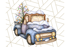 Vintage Christmas Truck Clipart PNG, Retro Holiday Vehicle Product Image 2