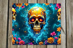 Skulls and flowers | 4 Halloween Skinny tumbler designs PL2 Product Image 2