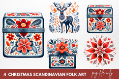 Christmas Scandinavian Folk Art Sublimation Clipart Product Image 1