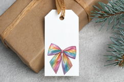 Metallic Shimmer Rainbow Coquette Bow Clipart with Shimmer Product Image 5