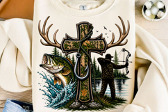 Cross Fishing PNG, Christian PNG Product Image 1