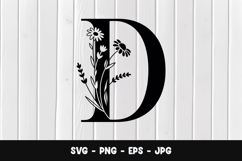 Letter D Floral SVG PNG Product Image 1