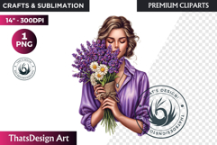 Lavender Clipart PNG, Purple flower arrangement sublimation Product Image 1