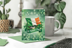 Happy St Patrick’s Day Irish Flag Greeting Card PNG Sublimat Product Image 1