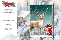 Merry Christmas Garden Flag PNG, Winter Deer Garden Flag Product Image 1