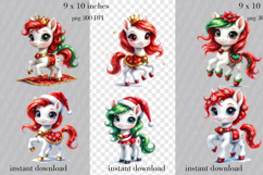 New Year&#039;s Ponies Digital Clipart. Christmas Holiday Set. Product Image 2