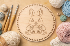 Easter basket base with bunny engraving digital file round Product Image 6