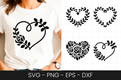 Decorative Floral Heart Outline SVG PNG Product Image 1