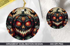 Pumpkin Stained Glass Ornament PNG, Digital Download File Product Image 1