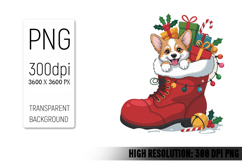 Cute Christmas Dog, Animal Sublimation Clipart PNG Product Image 1