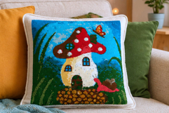 Cross stitch mushroom house pattern, fantasy amanita home Product Image 6
