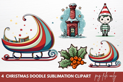 Christmas Doodle Sublimation Clipart, Christmas Doodle Product Image 1