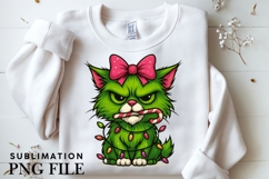Green funny Christmas cat png design for T-shirts Product Image 3