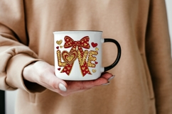 LOVE Valentine Glitter Bow Sublimation PNG Product Image 5