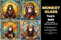 Monkey Stained Glass Square Coaster - 04 Variations Product Image 2