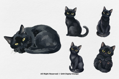 15 Bundle Watercolor Black Cats Lovers Kitten Fluffy Pet Product Image 6