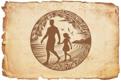 Tribal Silhouette Father and Daughter Product Image 4