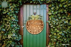 Welcome Floral Door Sign Laser Cut | Wooden Door Hanger Product Image 5