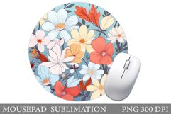 Flowers Mouse Pad Design. Spring Flowers Round Mouse Pad Product Image 1