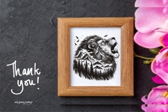 Roaring Lion Silhouette Landscape Vector Product Image 6