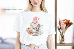 Watercolor gnome in a mug of tea with cookies, Gnome PNG Product Image 6