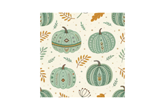 Boho Pumpkin &amp; Wild Flowers Digital Paper, Seamless Pattern Product Image 6