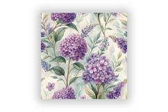 Purple Watercolor Floral Digital Paper, Seamless Shabby Chic Product Image 6