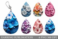 3D Flowers Earring Design. 3D Flowers Teardrop Earring Product Image 1