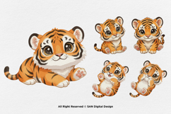 15 Bundle Watercolor Baby Tiger Wildlife Jungle King Kids Product Image 6