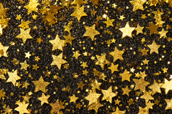 Gold star pattern on black background with glittery texture Product Image 1