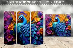 Colorful 3D Rainbow Peacock Tumbler Design Product Image 1