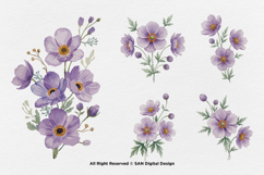 15 Bundle Watercolor Anemones Flower Wall Art Botanical Product Image 6