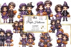Watercolor Purple Halloween Illustrations Bundle Product Image 5