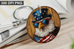 4Th Of July Eagle Keychain Sublimation - Round Keychain PNG Product Image 1