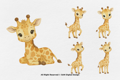 15 Bundle Watercolor Giraffe Yellow Kids Animal Wildlife Product Image 6