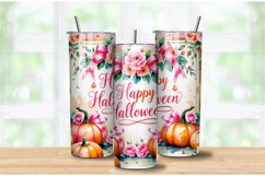 Dusty Pastel Pumpkin 20oz Tumbler Wrap | Halloween Tumbler Product Image 2