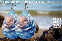 LUMINOUS Teardrop Earrings GIFT PNG, 3D Flower Product Image 1