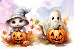 Cute Halloween Clipart Bundle, Watercolor Halloween Clipart Product Image 7
