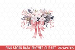 Pink Stork Baby Shower Clipart Sublimation Product Image 7