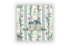 French Chateau Watercolor Pattern, Blue Floral Pattern Product Image 6