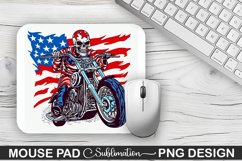 Man Skull Ride an American Flag Sublimation Mouse Pad Design Product Image 1