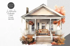 Autumn clipart, Porch clipart, Fall clipart Product Image 1